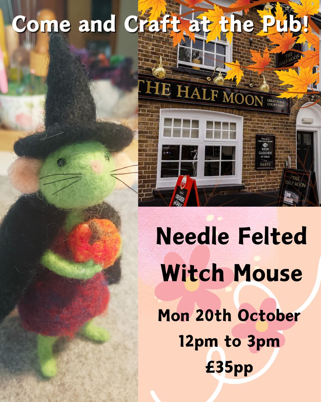 Mon 20th October - HALF MOON PUB - WITCH MOUSE - 12pm to 3pm